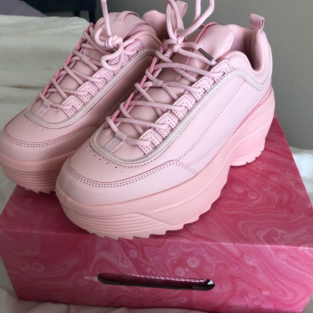 Bubblegum Pink Platform Sneakers